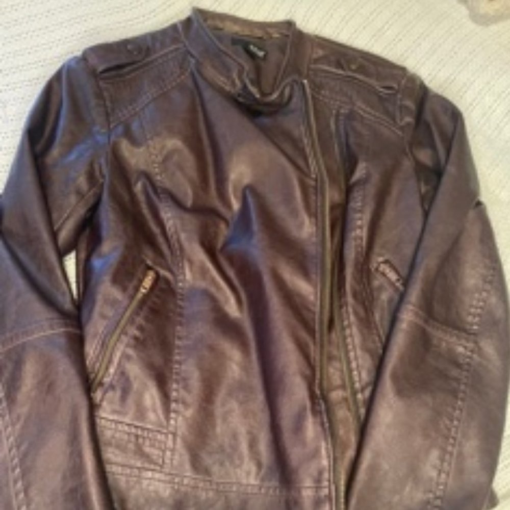 Faux leather brown sport jacket